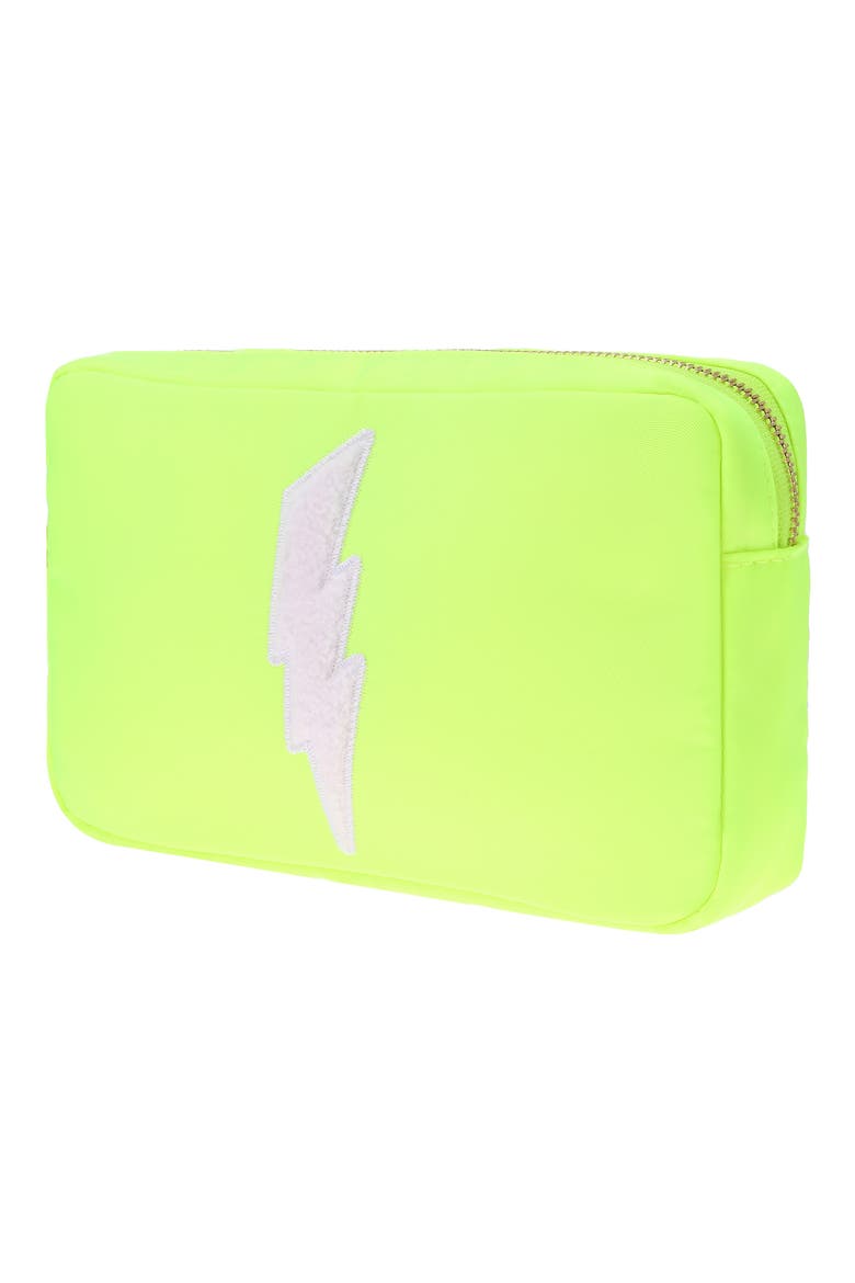 Medium Lightning Bolt Cosmetics Bag, Alternate, color, NEON YELLOW