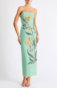HELSI Sofia Beaded Strapless Sheath Maxi Dress