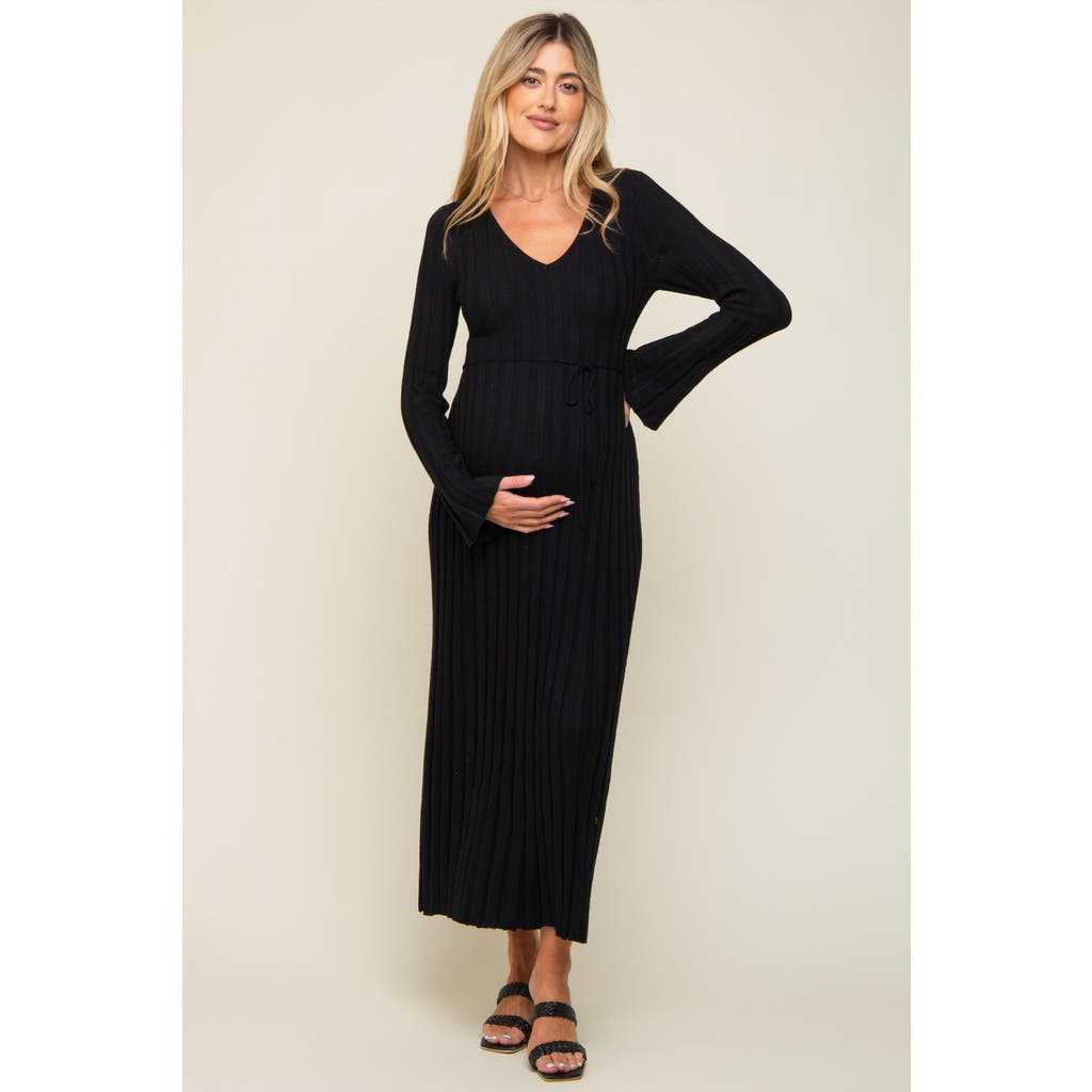 Pinkblush Ribbed Knit Maxi Dress In Black
