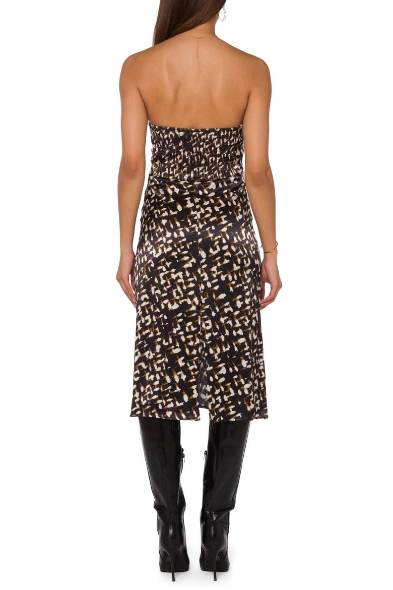 Tobias Strapless Midi Dress, Alternate, color, BLACK ABSTRACT