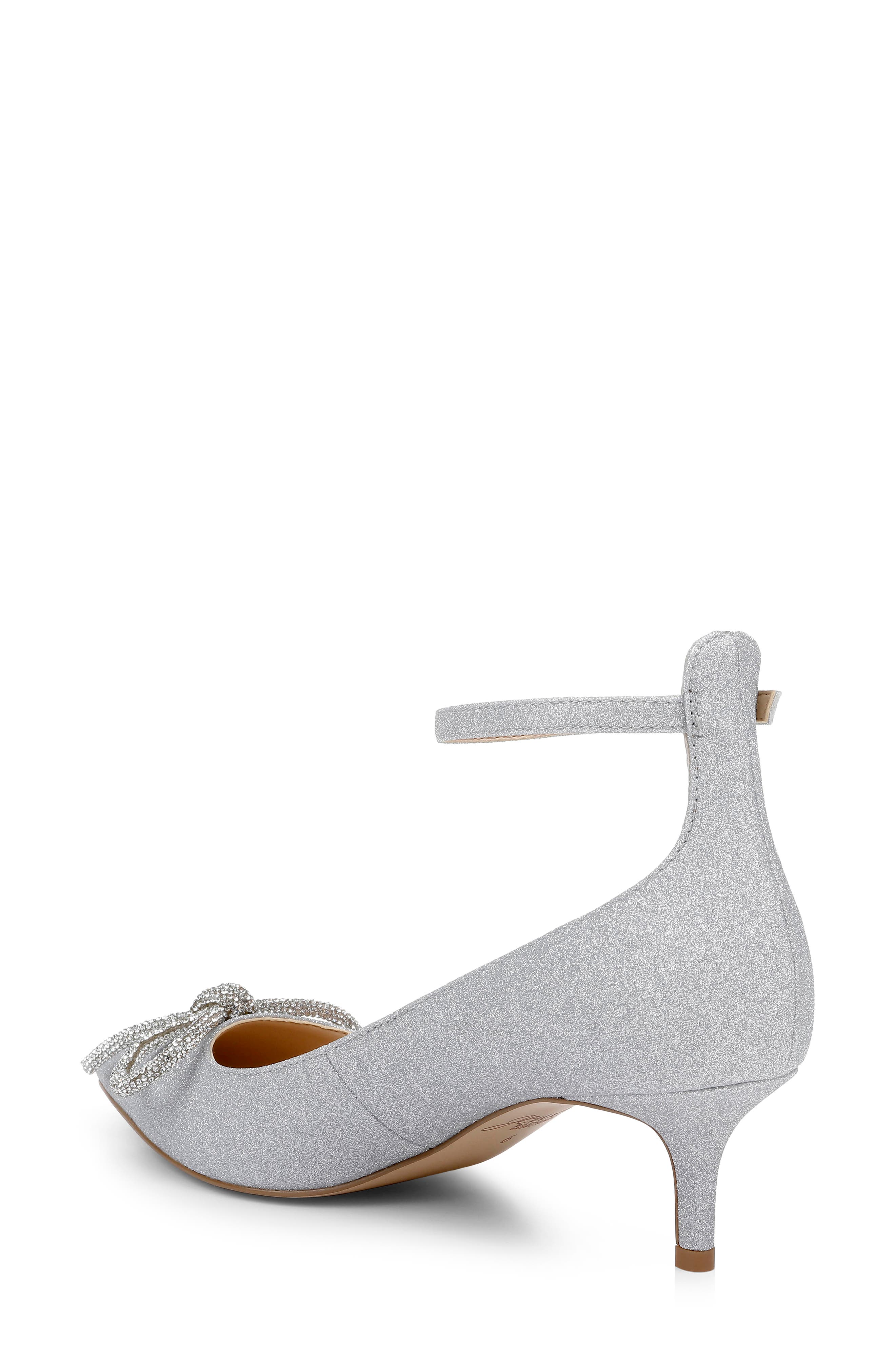 Jewel Badgley Mischka Geranium Pointed Toe Kitten Heel Pump, Alternate, color, Silver