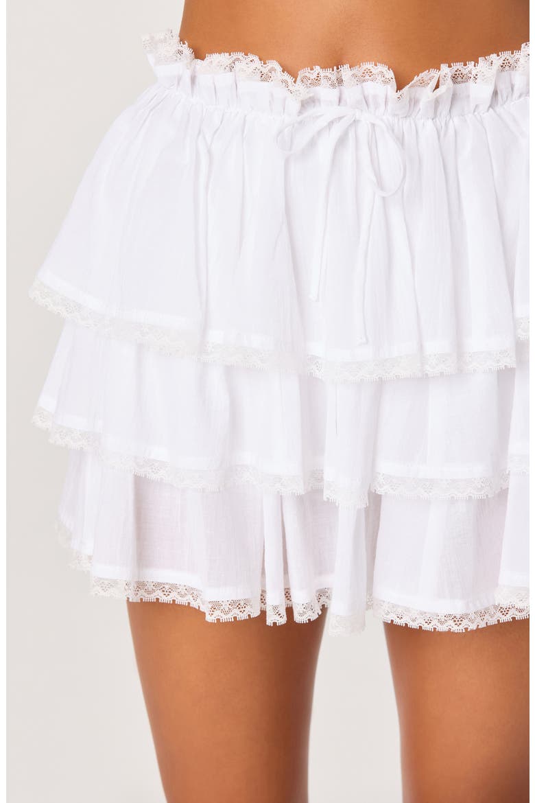 Genever Tiered Cotton Miniskirt, Alternate, color, WHITE