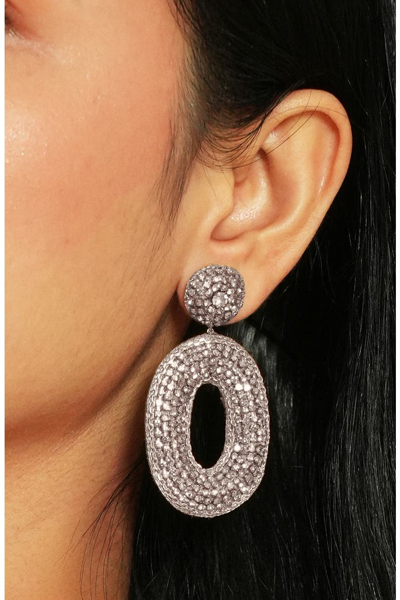 Odeya Crystal Drop Earrings, Alternate, color, GUNMETAL