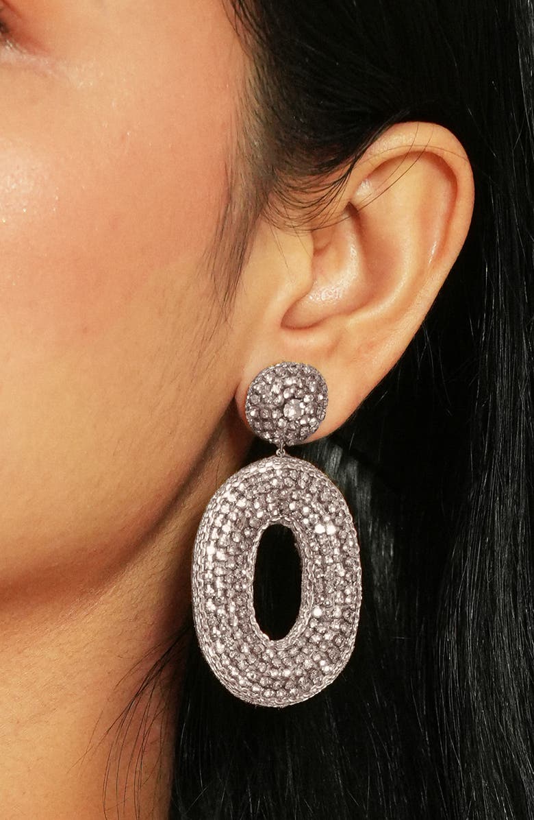 Deepa Gurnani Odeya Crystal Drop Earrings, Alternate, color, Gunmetal