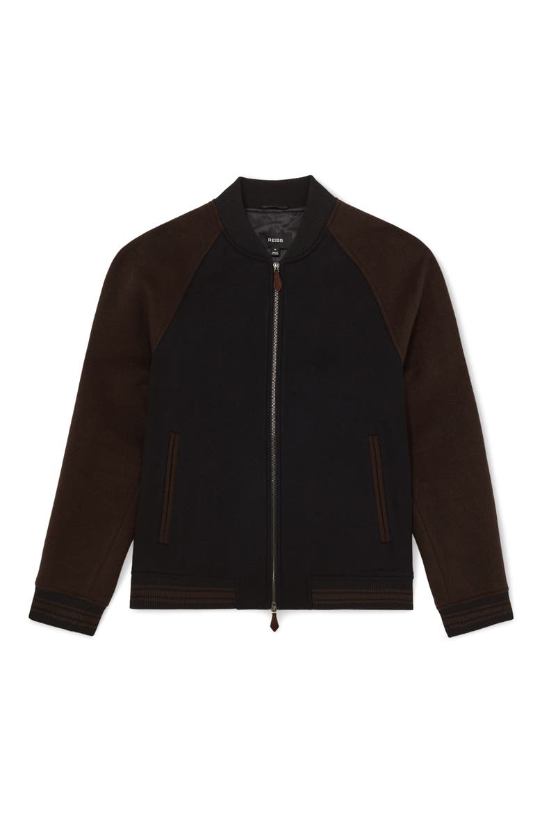 Rylan Wool Blend Jacket, Alternate, color, NAVY/BROWN