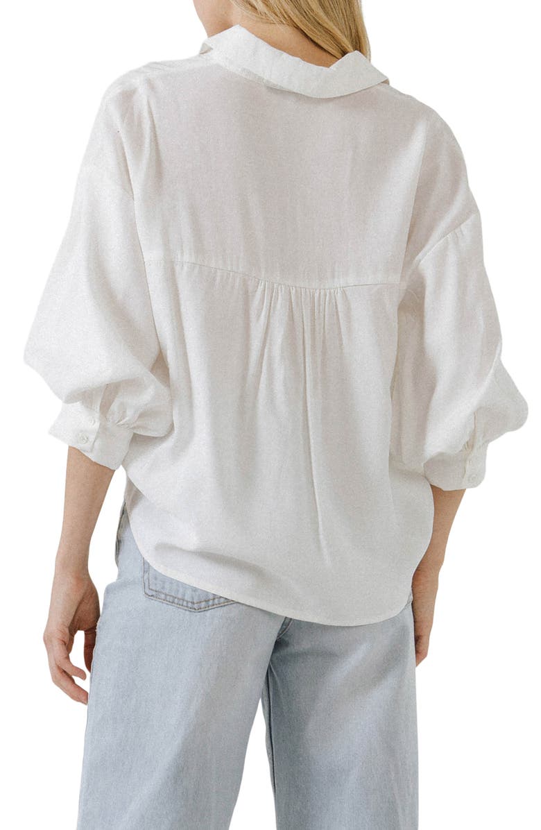 English Factory Balloon Sleeve Button-Up Shirt, Alternate, color, White