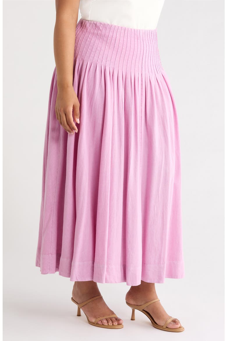 Pleated Linen Blend Maxi Skirt, Alternate, color, PINK GALE
