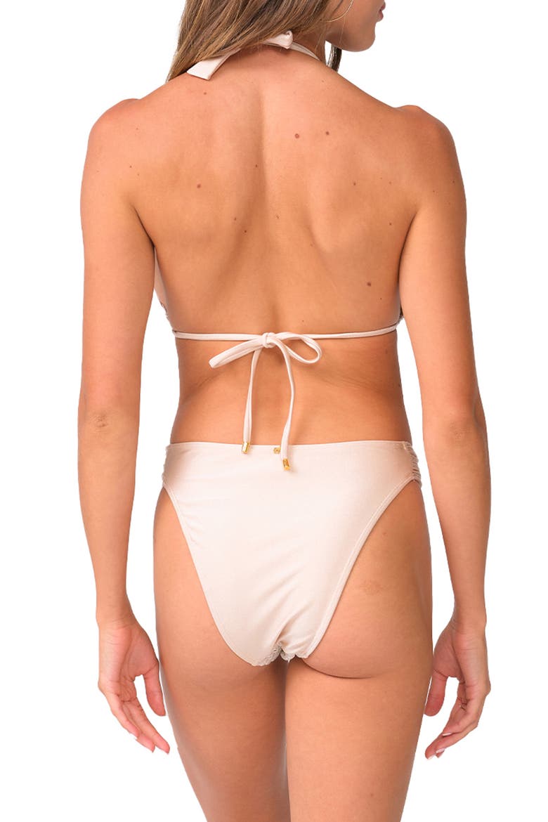 Lace High Cut Bikini Bottoms, Alternate, color, VANILLA