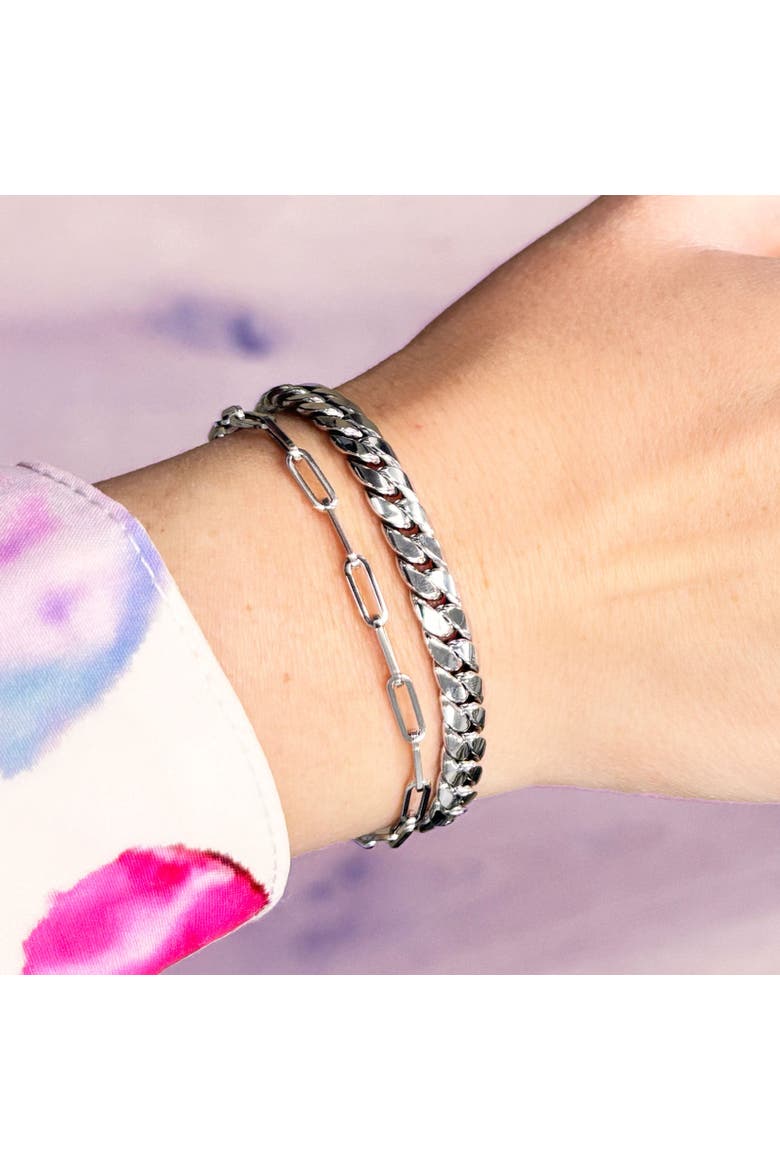 Cuban Link Bracelet, Alternate, color, White Gold