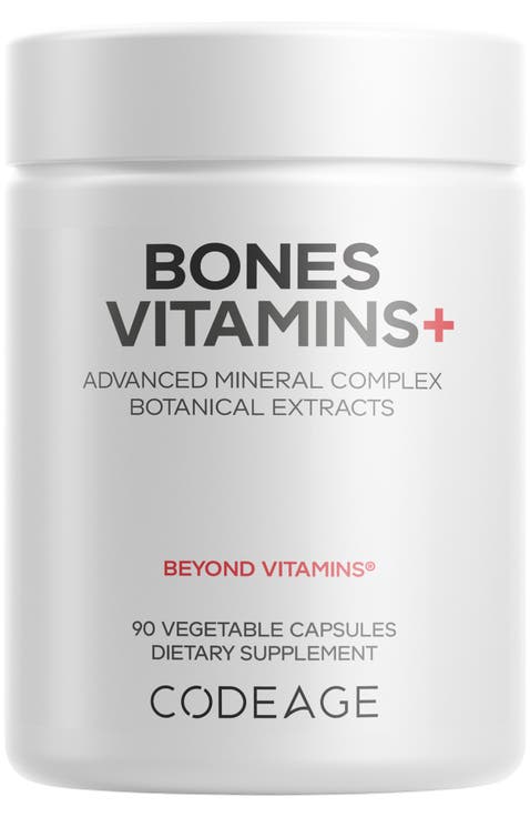 Bones Vitamins+ - Vitamin D3 & K2, Vitamin C, Calcium, Magnesium, Zinc, Hesperidin, L-Lysine, Manganese, Horsetail, Cissus, Boron, Trans-Resveratrol, Non-GMO Supplement