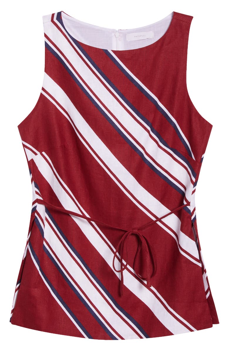 Faithfull the Brand Miel Tie Waist Sleeveless Top, Alternate, color, Hydra Stripe
