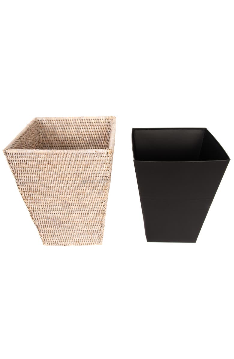Artifacts Trading Company<sup>™</sup> Artifacts Rattan Square Tapered Waste Basket with Metal Liner, Alternate, color, White Wash