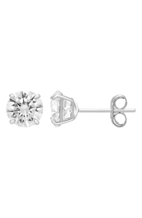 14K Gold Cubic Zirconia 8mm Stud Earrings