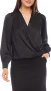 Karen Kane Surplice Drape Front Satin Top