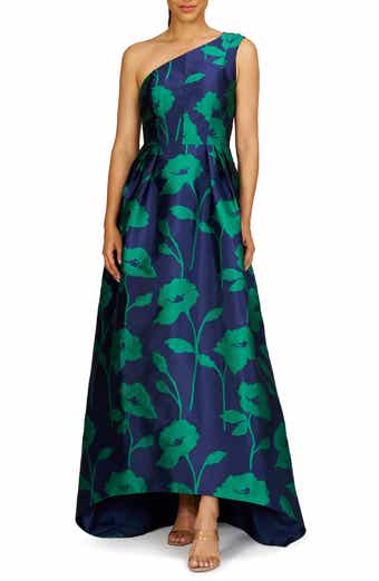 Tiara Floral Print One-Shoulder Gown