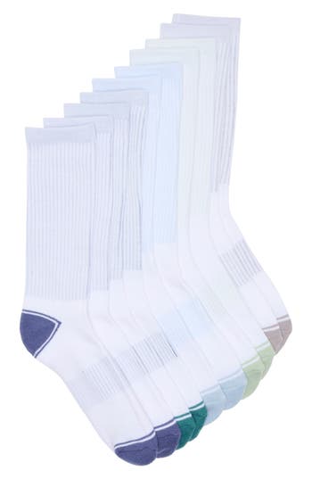 Nordstrom Rack Color Pop 5-pack Crew Socks In White -green -blue Multi