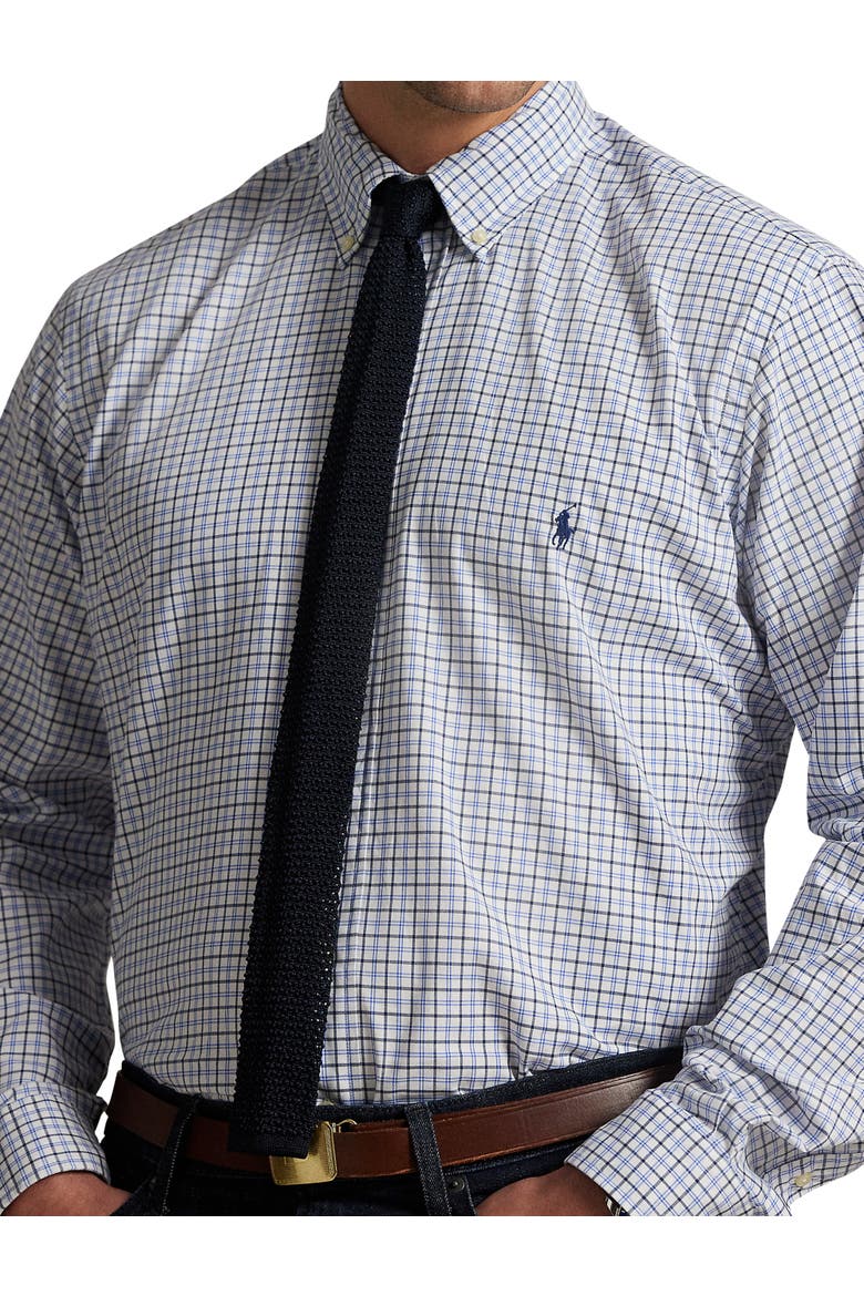 Big & Tall Multi Plaid Twill Sport Shirt, Alternate, color, NEVIS BLUE