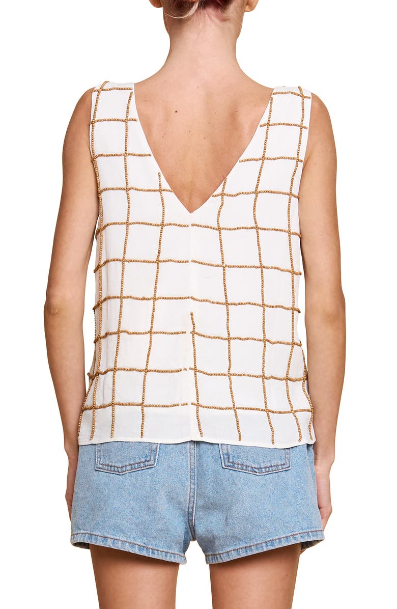CIEBON Kelly Beaded Grid Tank, Alternate, color, Cream