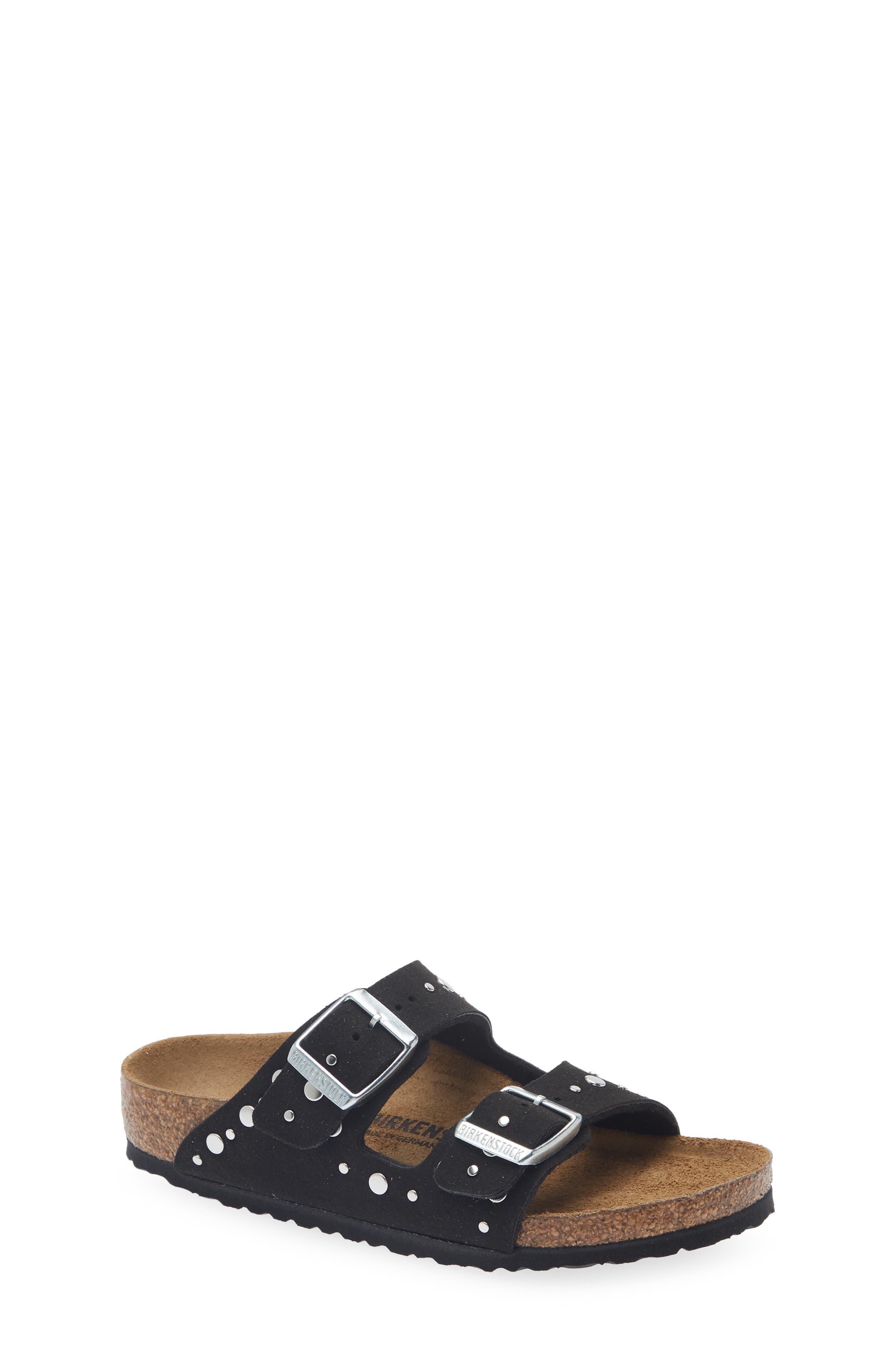 Birkenstock Kids' Arizona Rivets Slide Sandal, Main, color, Black
