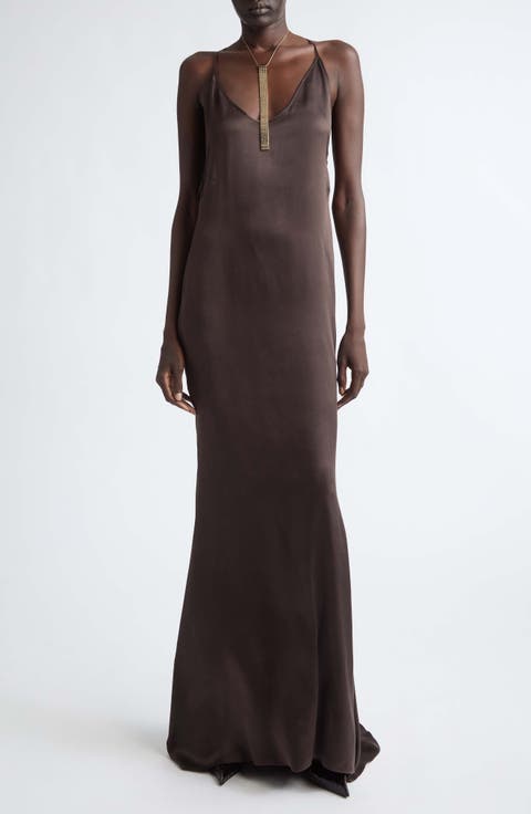 Silk Satin Halter Evening Slipdress