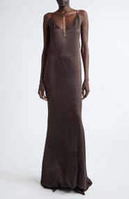 TOM FORD Silk Satin Halter Evening Slipdress