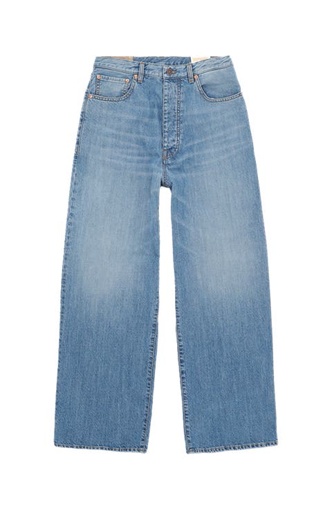 Jaron Wide-Leg Bleach Wash Denim Trousers
