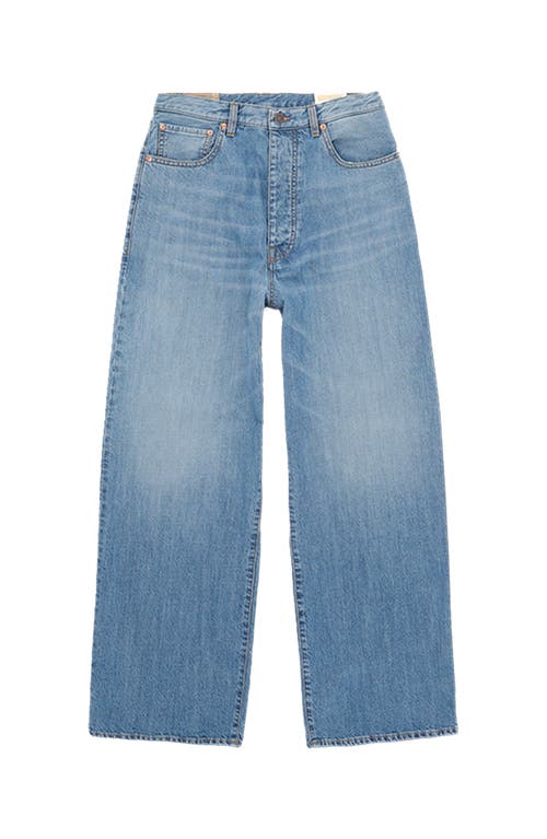Fortela Jaron Wide-leg Bleach Wash Denim Trousers In Blue