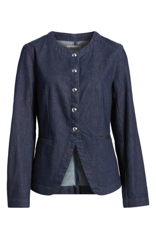 Madewell Collarless Denim Cutaway Jacket In Blue