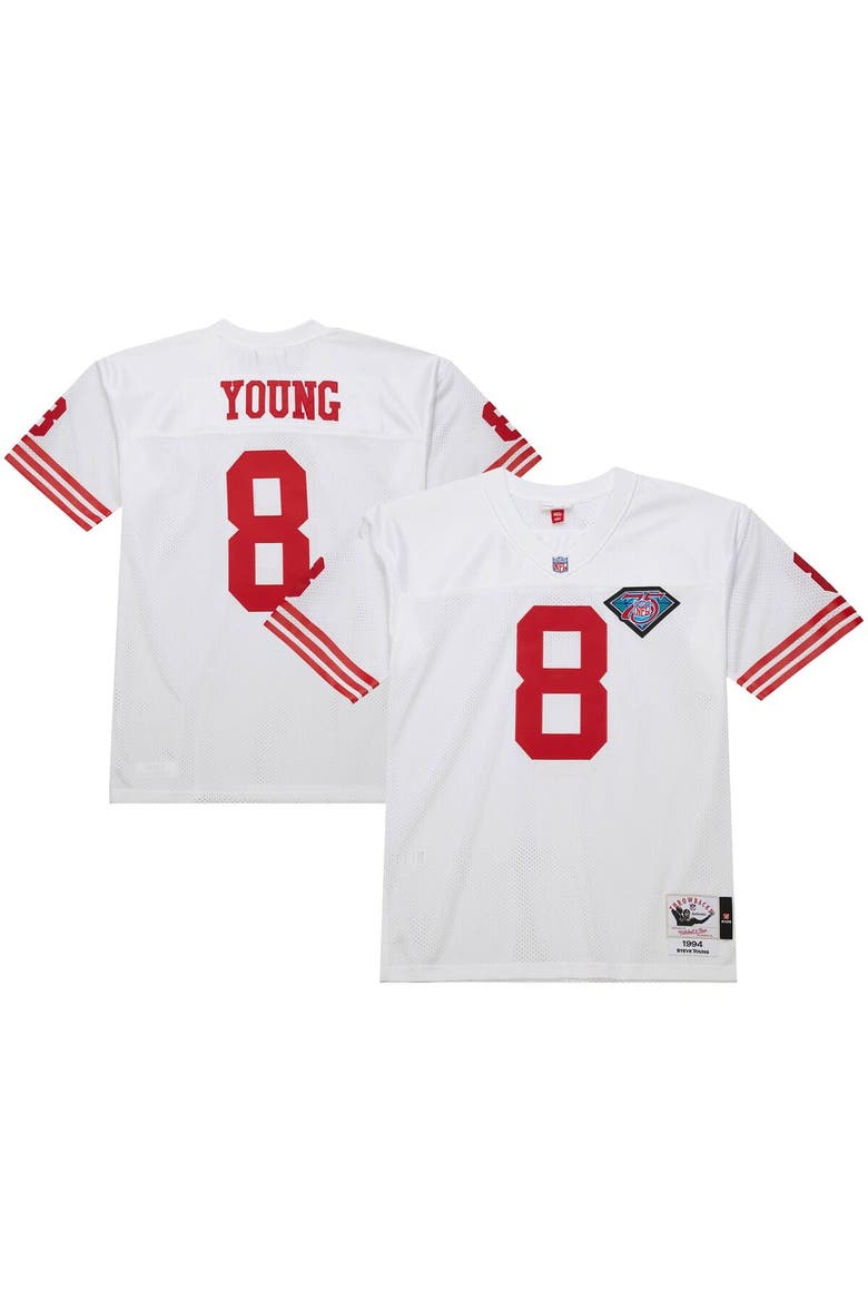 Men's Mitchell & Ness Steve Young White San Francisco 49ers 1994 Authentic Throwback Retired Player Jersey, Main, color, White