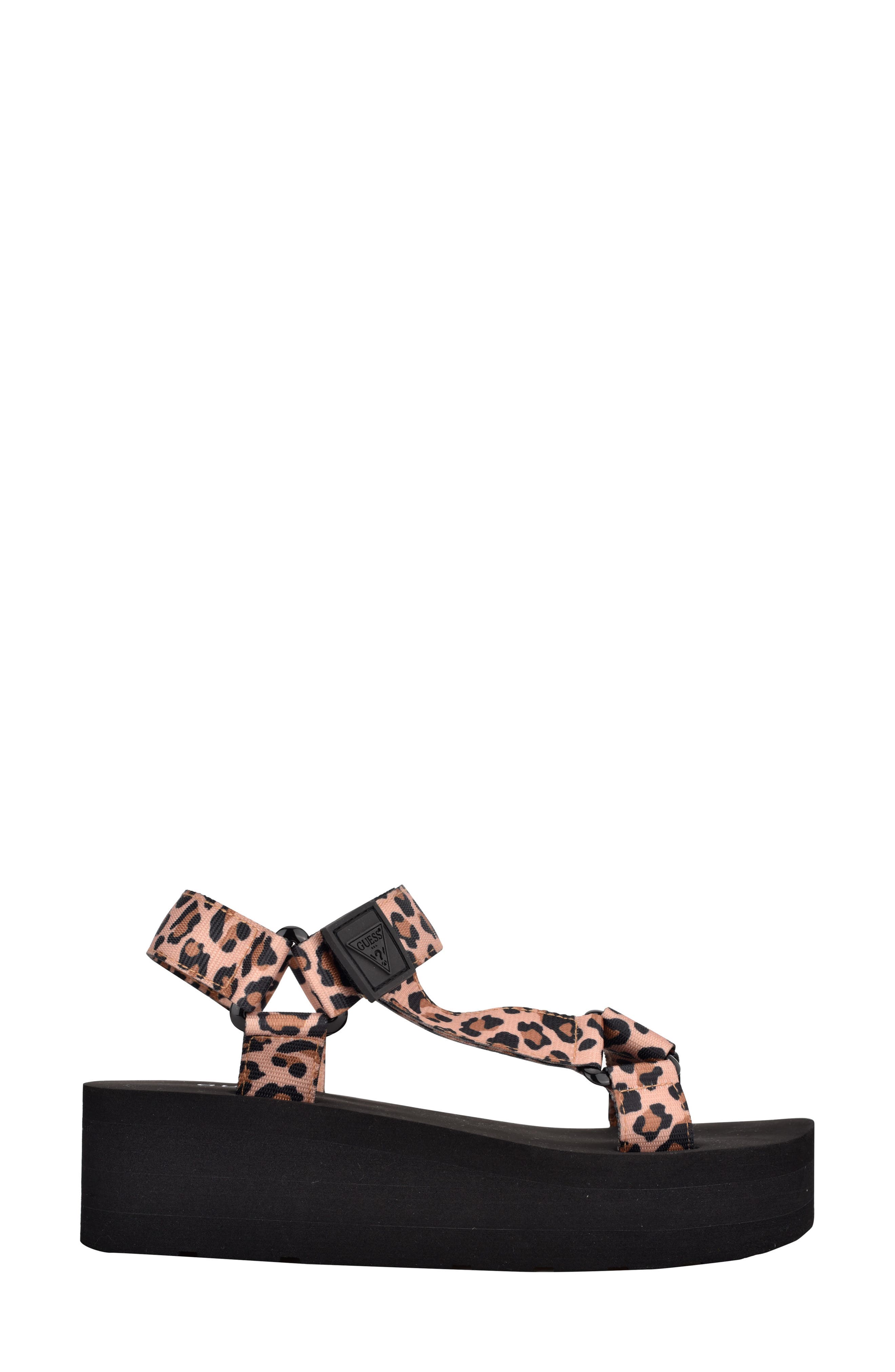 GUESS Avin Leopard Spot Platform Sandal, Alternate, color, Leopard