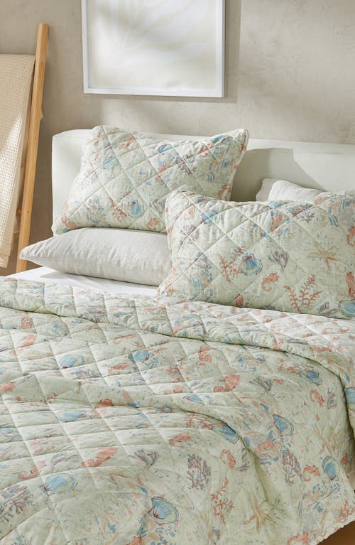 Patina Vie Maison Coastal Print Quilt Set In Blue Shells