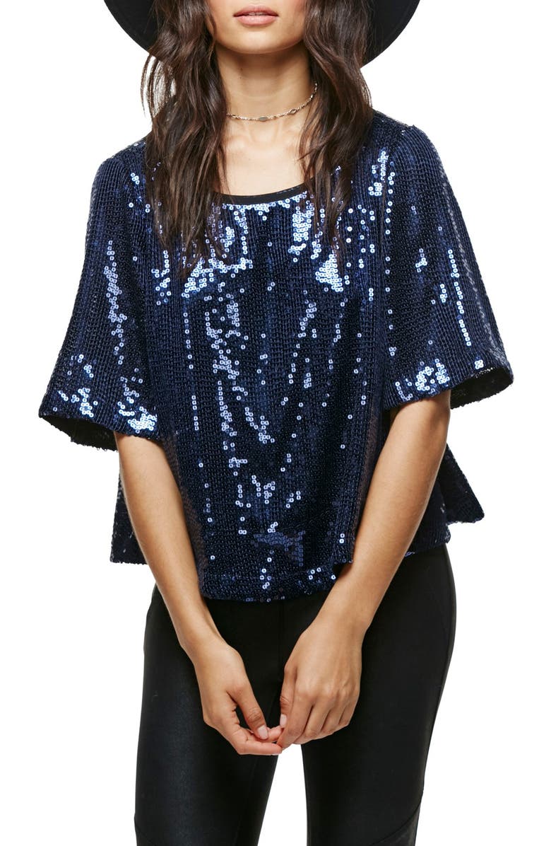 Free People Night Fever Sequin Tee, Main, color,