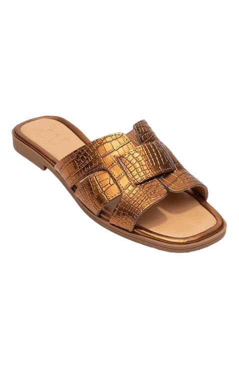 Notre Leather Flat Sandals (Women)