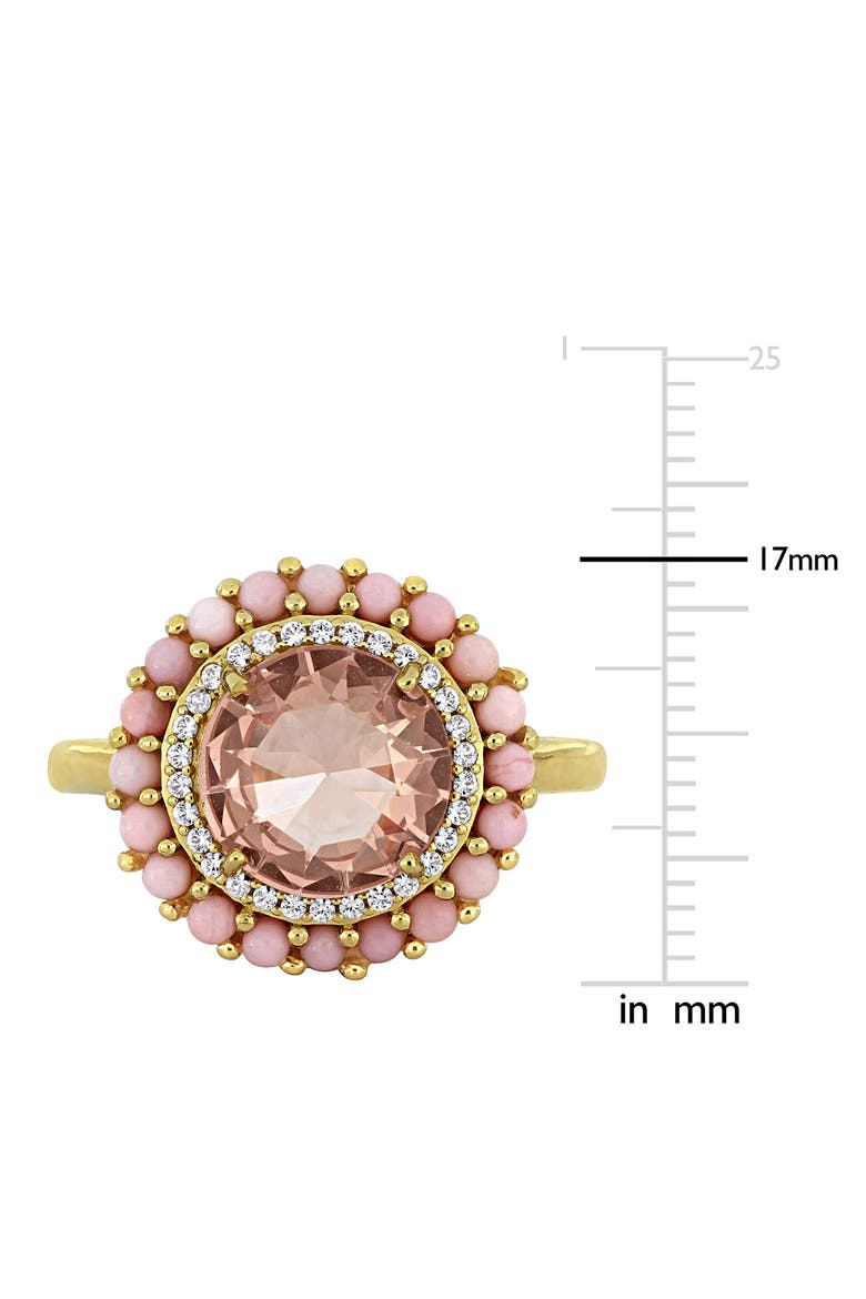 Morganite, Pink Opal & Lab Grown White Sapphire Halo Ring, Alternate, color, PINK