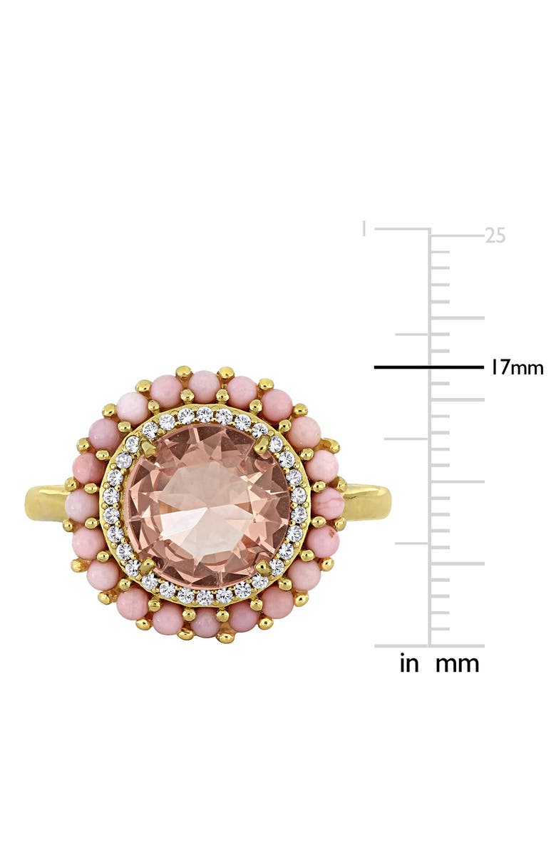 DELMAR Morganite, Pink Opal & Lab Grown White Sapphire Halo Ring, Alternate, color, Pink