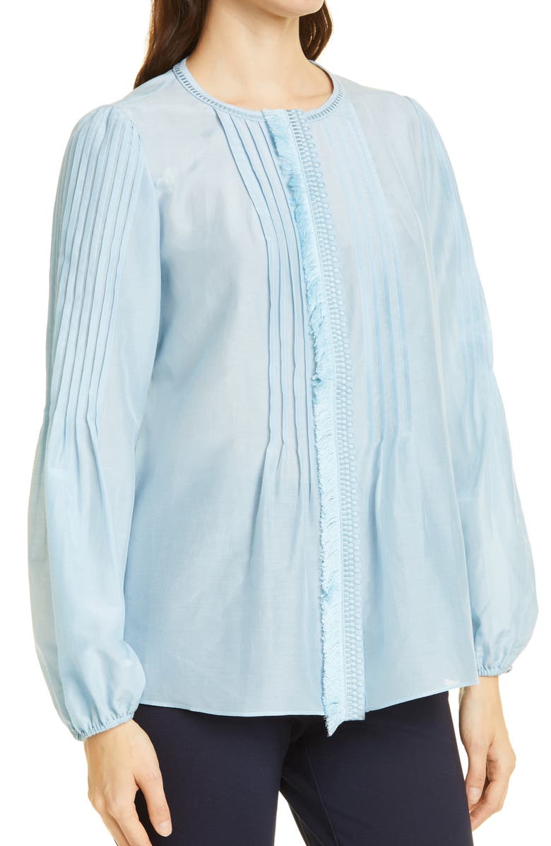 KOBI HALPERIN Sophie Pintuck Cotton & Silk Blouse, Alternate, color,