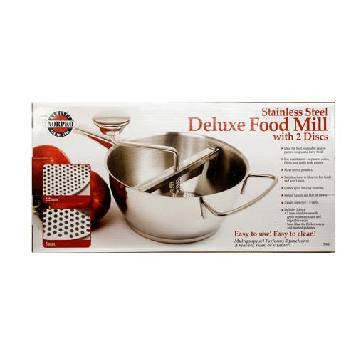 Norpro 2 Quart Multi Purpose Food Mill With 2 Discs, Stainless Steel In Metallic