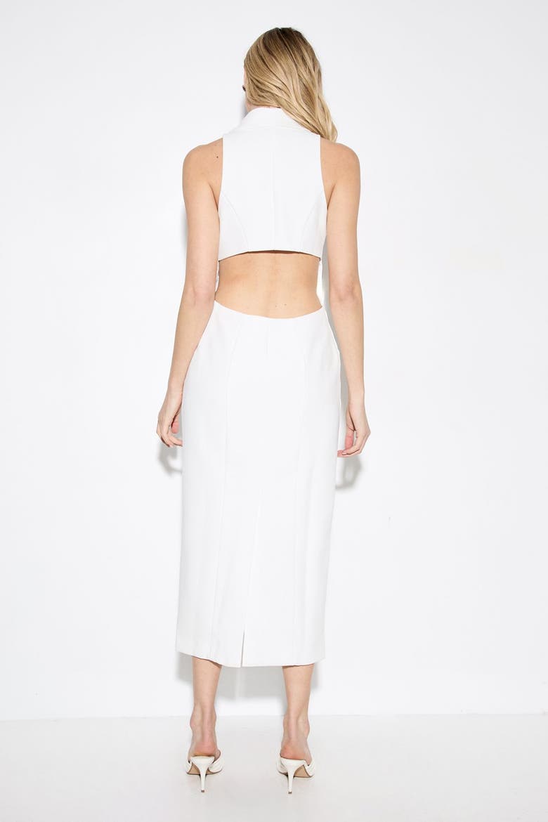 Premium Open Back Waistcoat Midi Dress, Alternate, color, Ivory