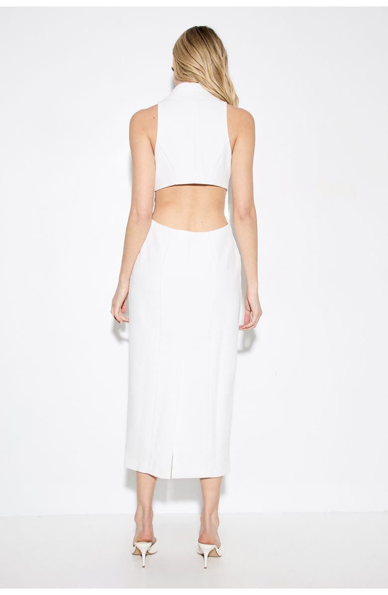 MissPap Premium Open Back Waistcoat Midi Dress, Alternate, color, Ivory