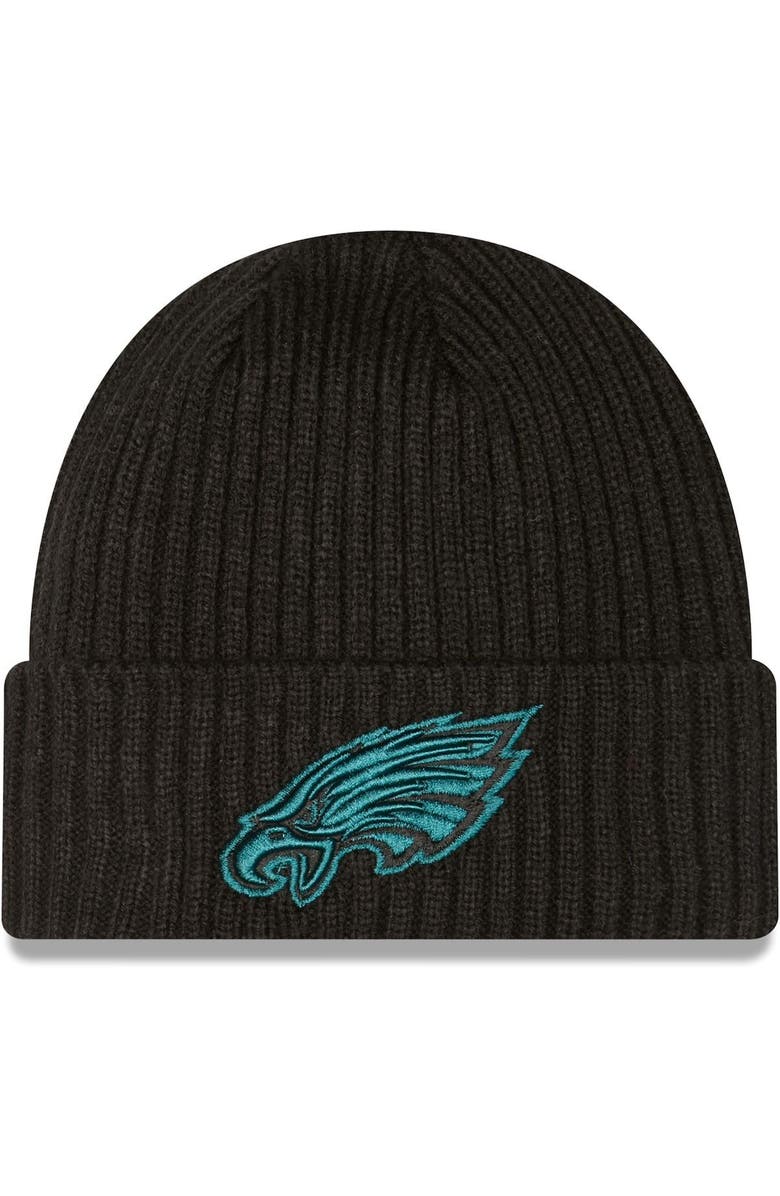 New Era Men's New Era Black Philadelphia Eagles Logo Core Classic Cuffed Knit Hat, Main, color, 