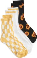 K Bell Socks LA Sunflower Assorted 3-Pack Crew Socks