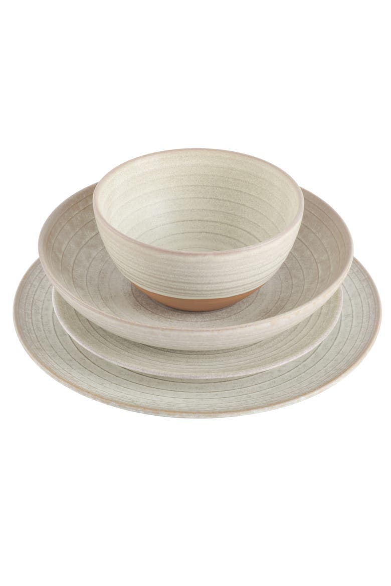 Dreamweaver 16-Piece Double Bowl Dinnerware Set, Service for 4, Alternate, color, Cream