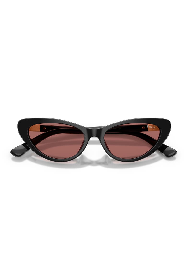 54mm Cat Eye Sunglasses, Alternate, color, SHINY BLACK / DARK VIOLET