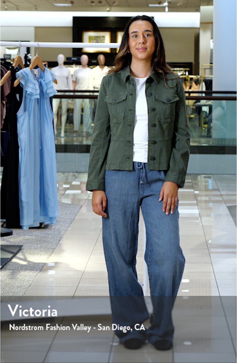 Peplum Twill Trucker Jacket, sales video thumbnail