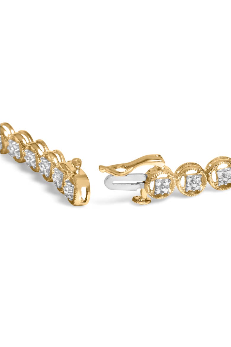 Silver 1/10 Cttw Diamond Open Circle Wheel Link Tennis Bracelet, Alternate, color, Yellow Gold over Silver