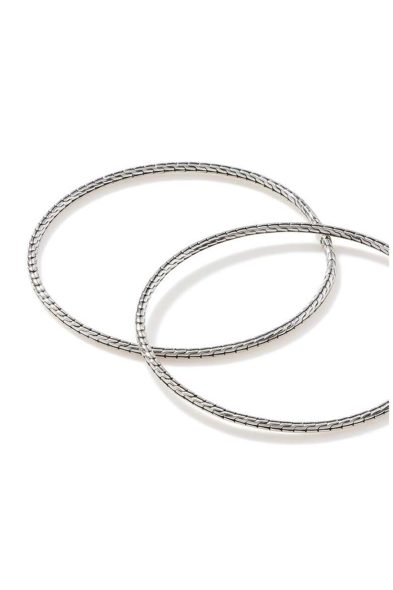 Carved Chain Hoop Earrings, Silver, 76.5mm, Alternate, color, SILVER