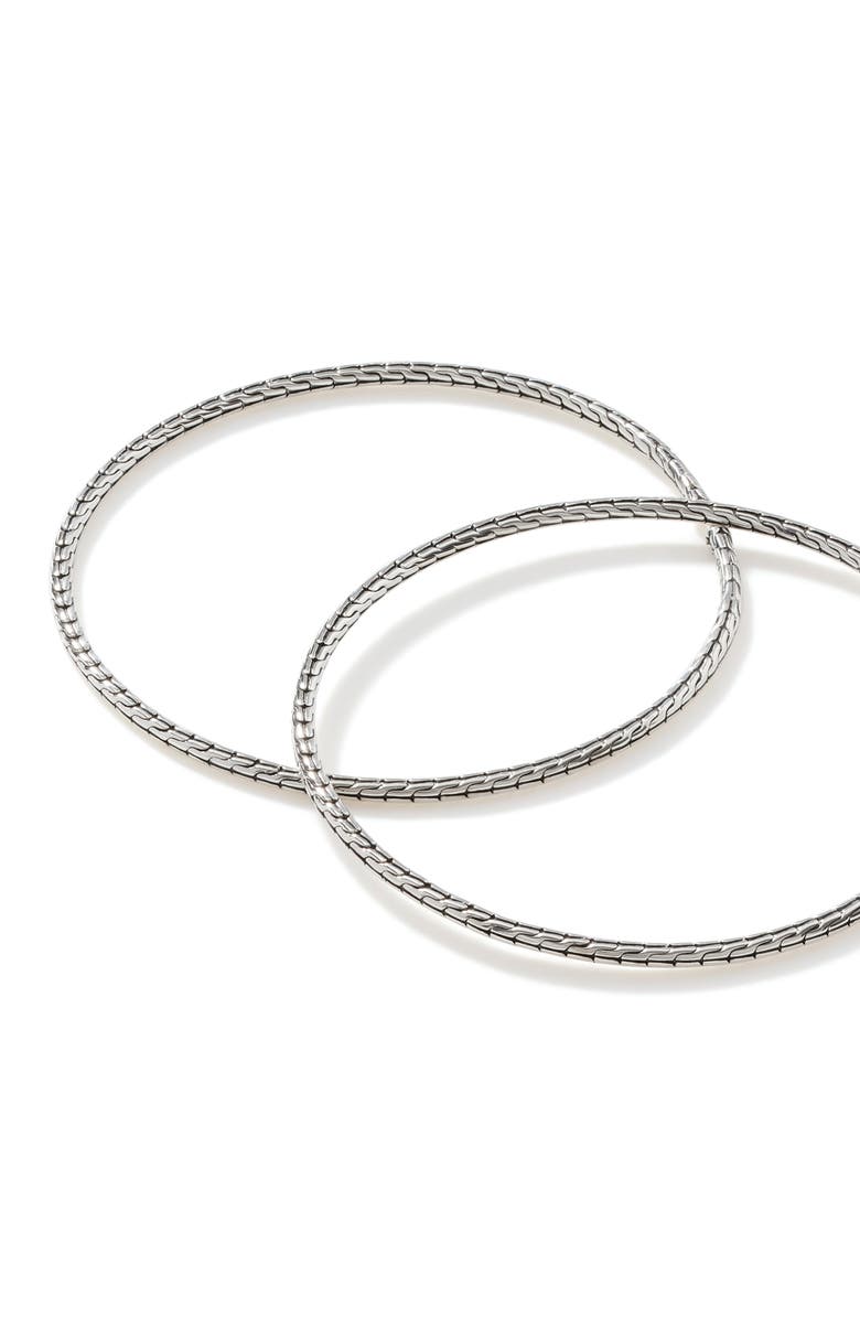 John Hardy Carved Chain Hoop Earrings, Silver, 76.5mm, Alternate, color, 