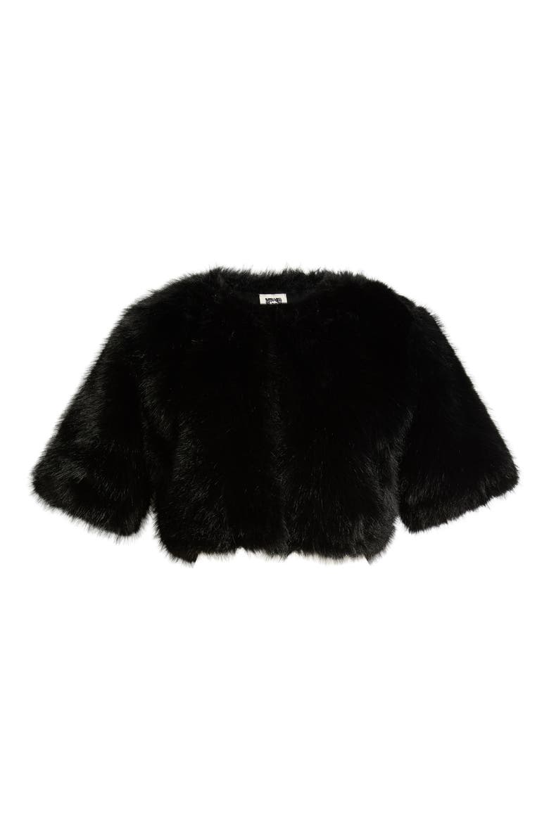 Faux Fur Shrug, Alternate, color, ANNE BLACK