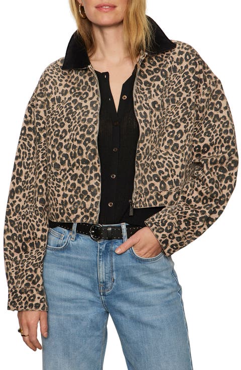 Leopard Print Crop Barn Jacket