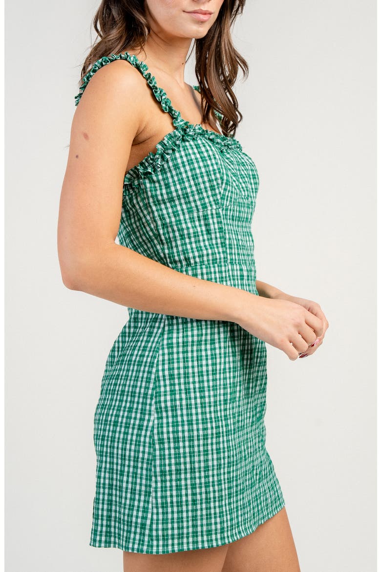 Gingham Ruffle Minidress, Alternate, color, KELLY GREEN